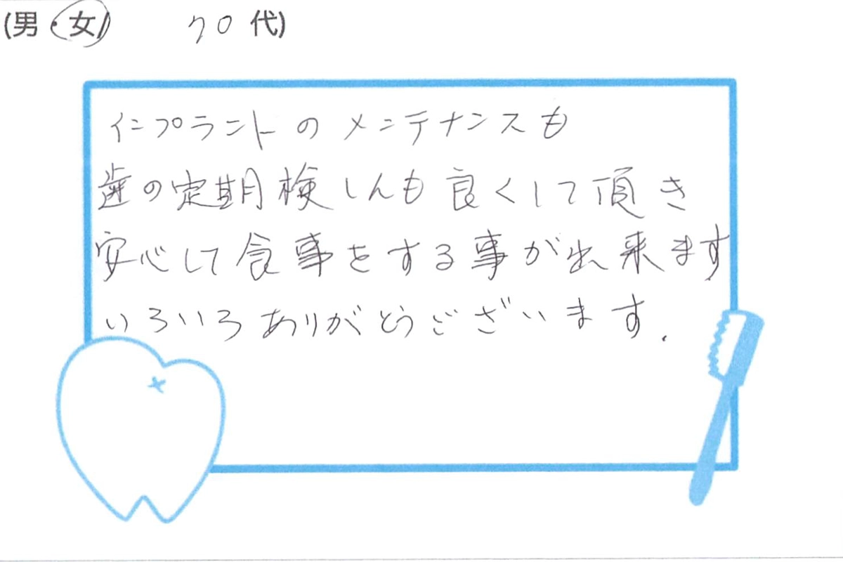 患者様からのアンケート