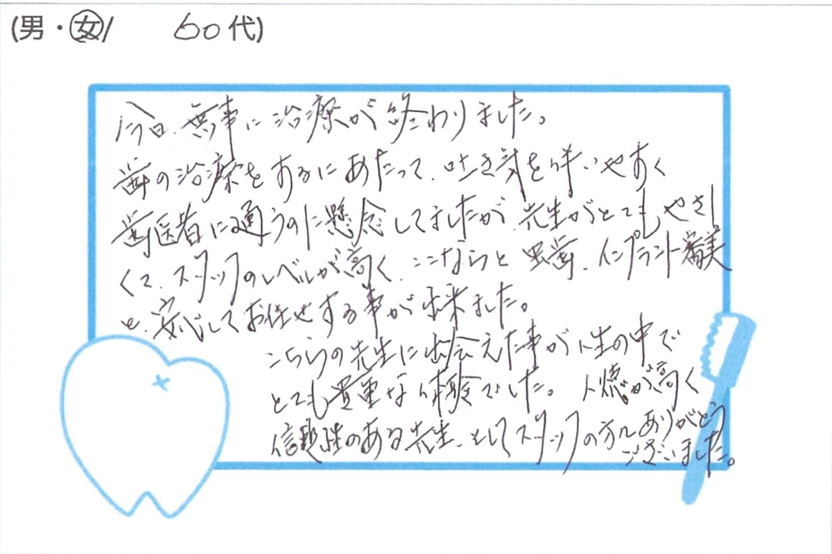 患者様からのアンケート