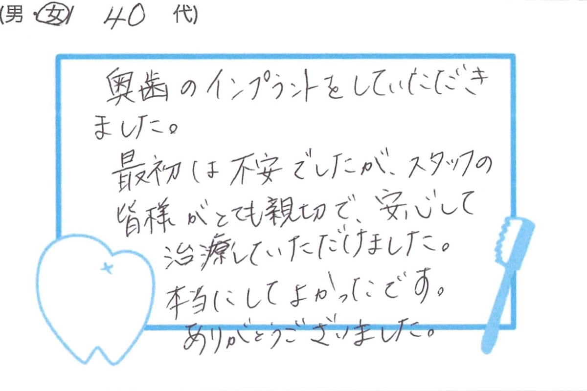 患者様からのアンケート